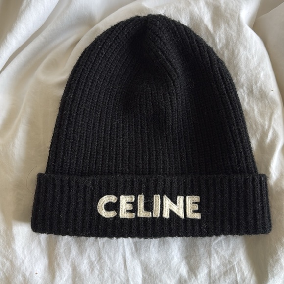 Celine Logo Knit Beanie in Black - Picture 6 of 7